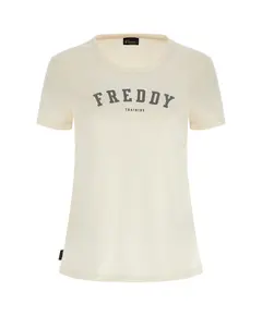 Freddy Jersey crew neck t-shirt with a collegiate glitter print, Μέγεθος: S