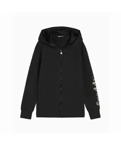 Freddy Zip-front hoodie with satin details and a rhinestone logo, Μέγεθος: XS