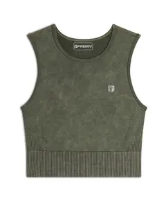 Freddy Sleeveless crop top in seamless acid wash fabric, Μέγεθος: XS