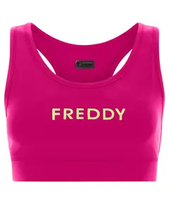 Freddy Breathable sports bra with a rubberised front print, Size: S