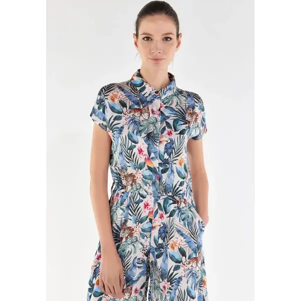Freddy Floral shirt-jumpsuit all-in-one with shorts and short sleeves, Μέγεθος: S, 4 image