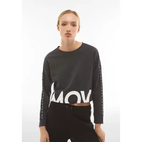 Freddy Melange cropped crew neck sweatshirt with logo tape on the sleeves, Μέγεθος: L, 3 image