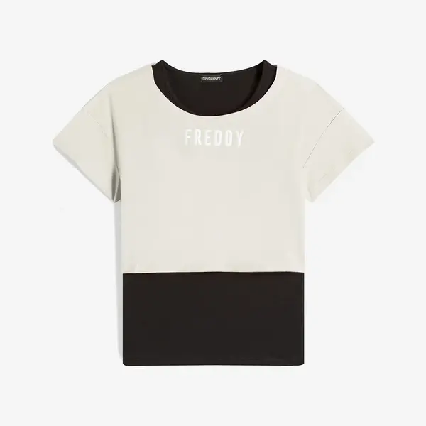 Freddy tank top + cropped t-shirt with a satin logo, Size: XS