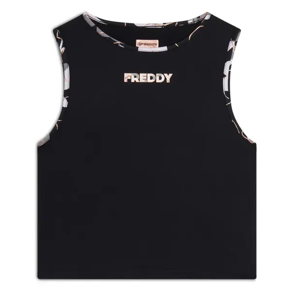 Freddy performance fabric top with a bronze logo, Size: S