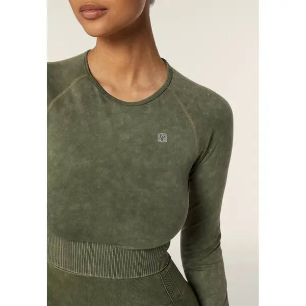 Freddy Seamless long-sleeve cropped shirt in acid wash fabric, Μέγεθος: XS, 3 image