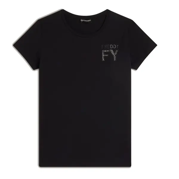 Freddy jersey t-shirt with a FY logo in rhinestones, Μέγεθος: S
