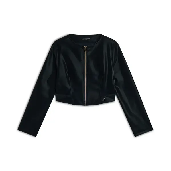 Freddy zip-front cropped jacket in shiny faux leather, Μέγεθος: S, 4 image