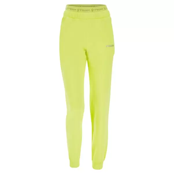 Freddy Joggers with printed elastic and glitter logo, in lightly fluorescent fleece, Size: M
