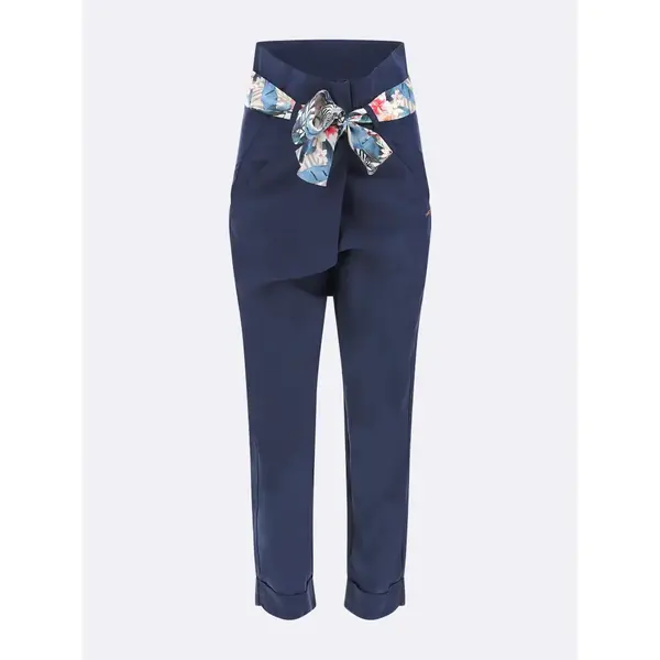 Freddy Vegetable fibre trousers, high waist and floral belt Γυναικείο Παντελόνι, Μέγεθος: S