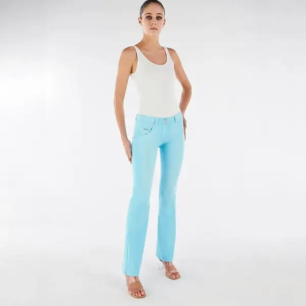 Freddy WR.UP® push-up flared trousers, low waist and used-effect gabardine, Μέγεθος: XS